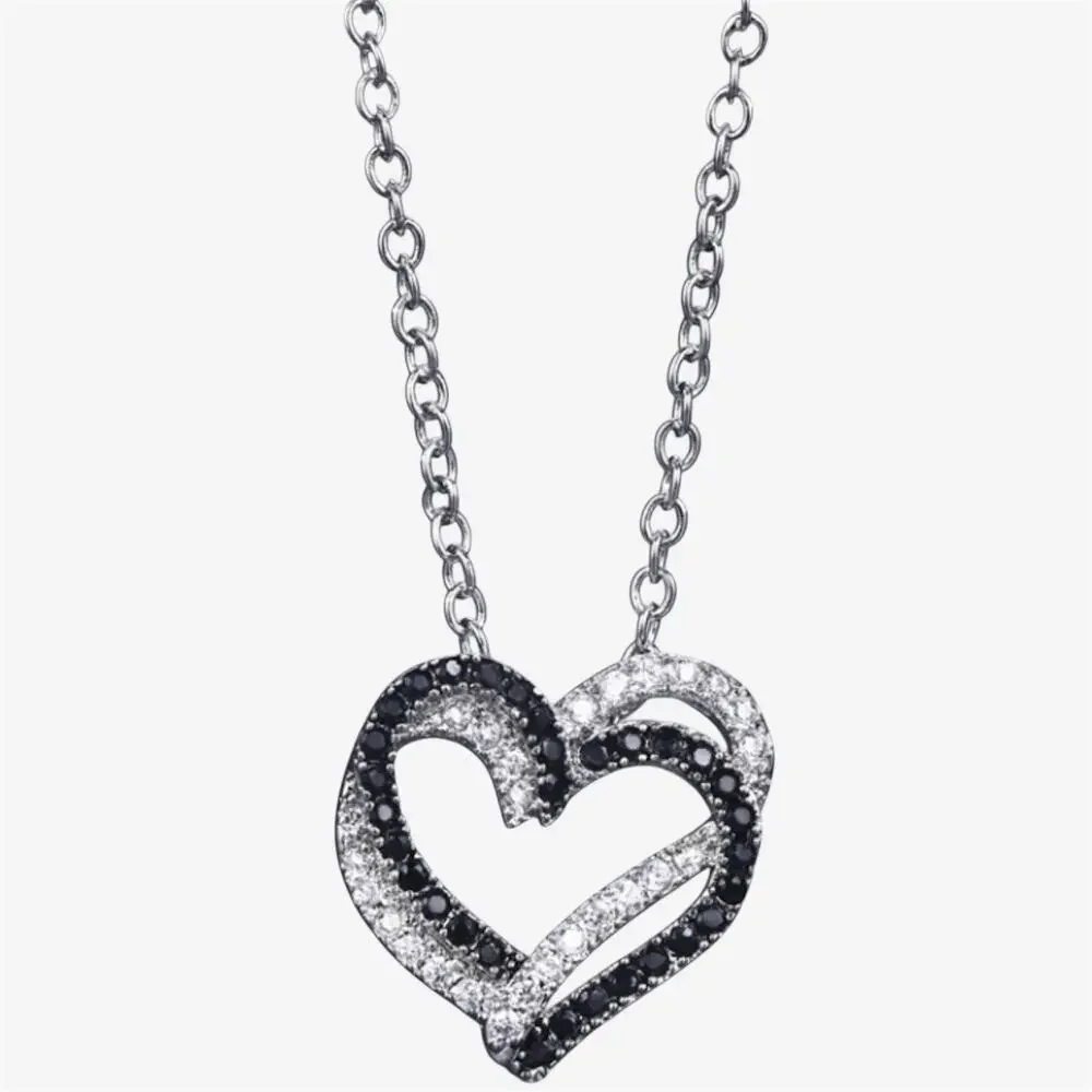 Black & White Heart Stone Necklace